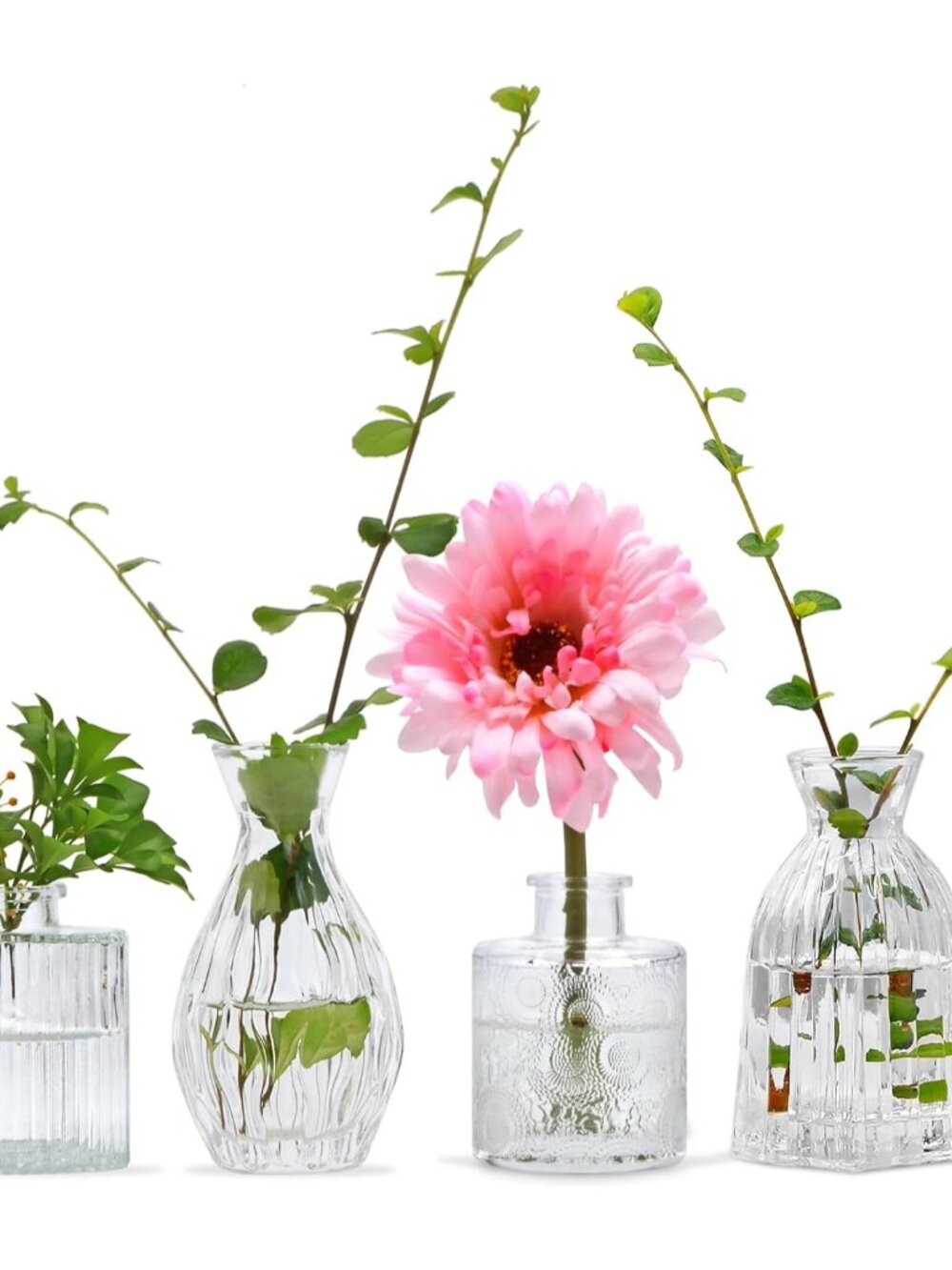 Glass Bud Vases Set of 4,Small Flower Vases for Wedding Centerpiece Table Decora